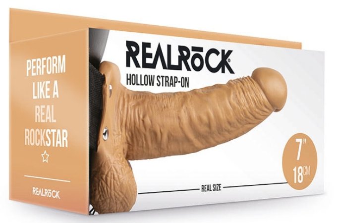 Gode ceinture creux Hollow Strap On RealRock 18 x 4.5cm Latino