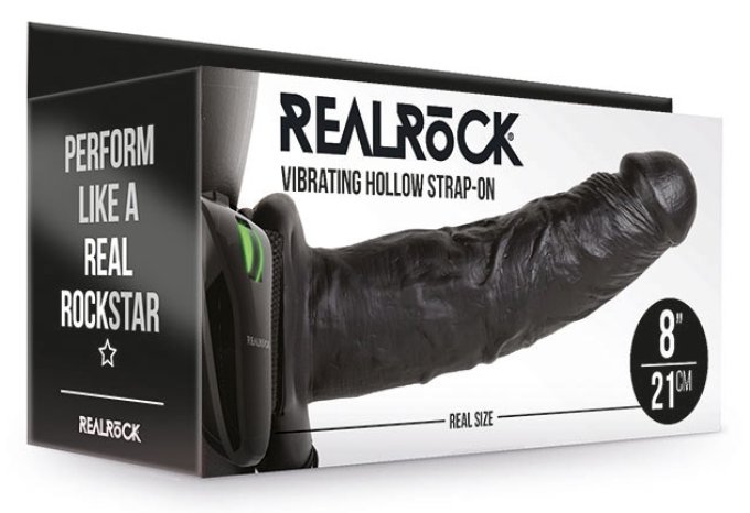 Gode ceinture vibrant Hollow Vibe RealRock 20 x 4.5cm Noir