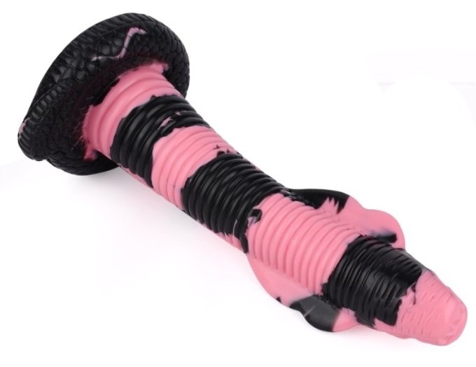 Gode Cobra Snake L 26 x 7cm Noir-Rose