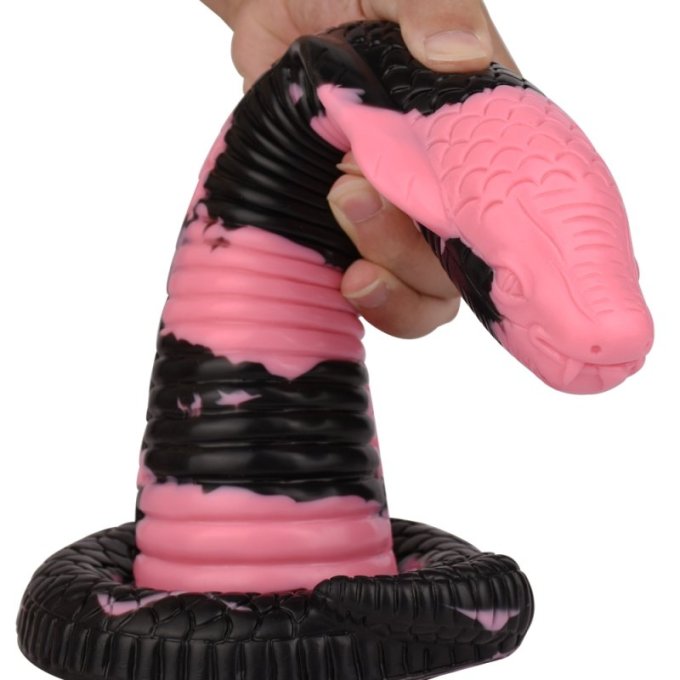 Gode Cobra Snake L 26 x 7cm Noir-Rose