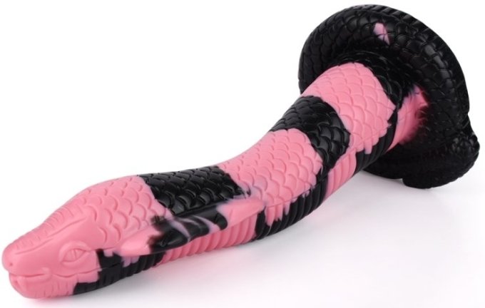 Gode Cobra Snake S 18 x 5cm Noir-Rose