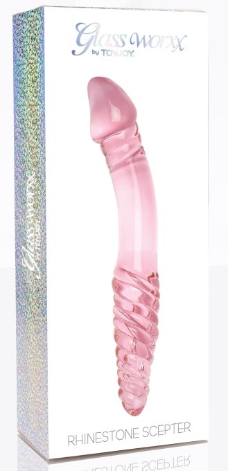 Gode en verre Rhinestone Scepter 23 x 3.6cm Rose