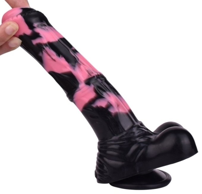 Gode Horse Hurulf M 24.5 x 6.5cm Noir-Rose