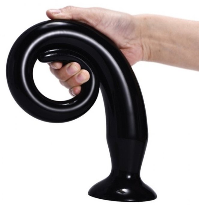 Gode long TAIL FLEX M 40 x 4.5 cm Noir