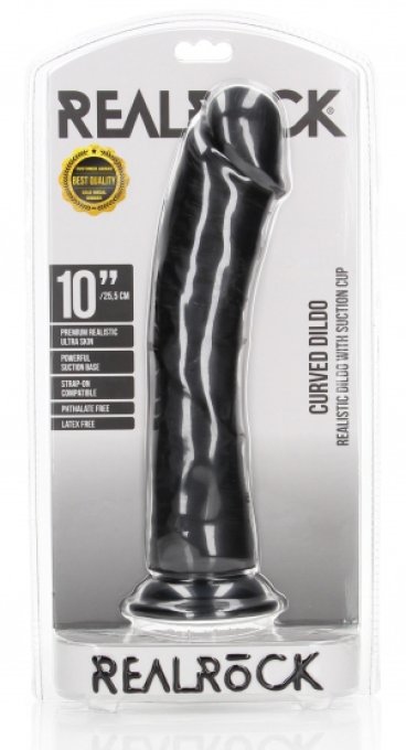 Gode Mega Curved RealRock 25 x 5.6cm Noir