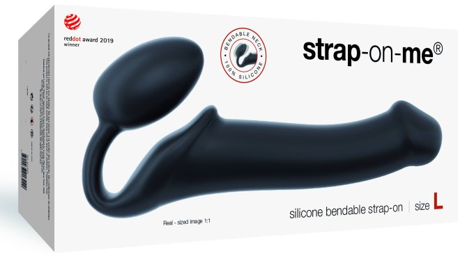 Gode + Plug STRAP-ON-ME Bendable L 16 x 3.7 cm Noir