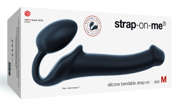 Gode + plug STRAP-ON-ME Bendable M 16 x 4 cm Noir