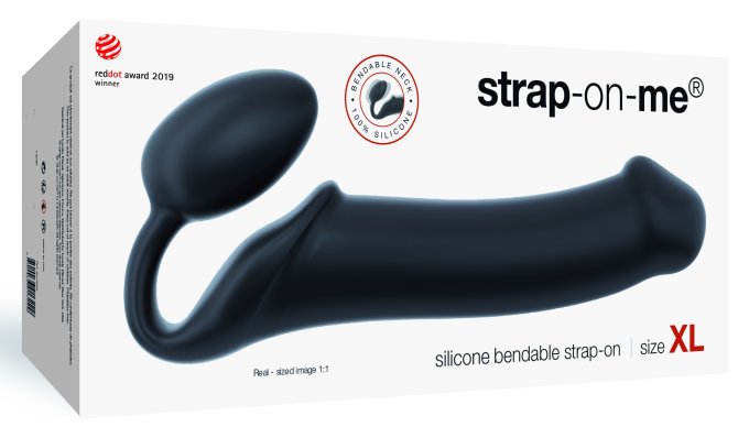 Gode + Plug STRAP-ON-ME Bendable XL 16 x 4.5 cm Noir