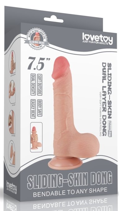 Gode réaliste avec Bourses SLIDING SKIN 13 x 3.7cm