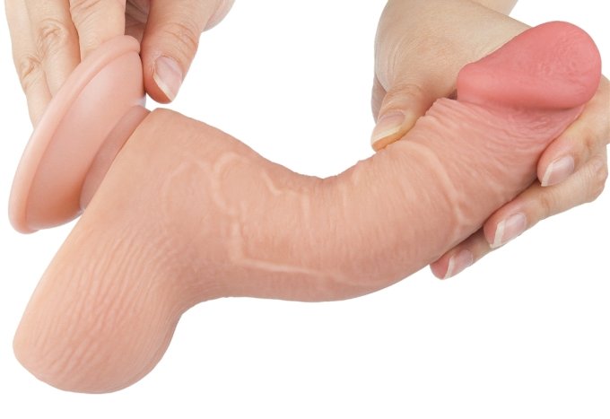Gode réaliste avec Bourses SLIDING SKIN 13 x 3.7cm