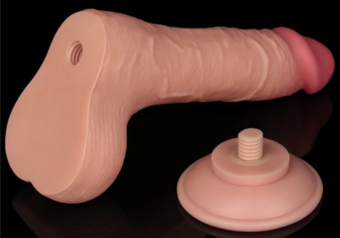 Gode réaliste avec Bourses SLIDING SKIN 13 x 3.7cm