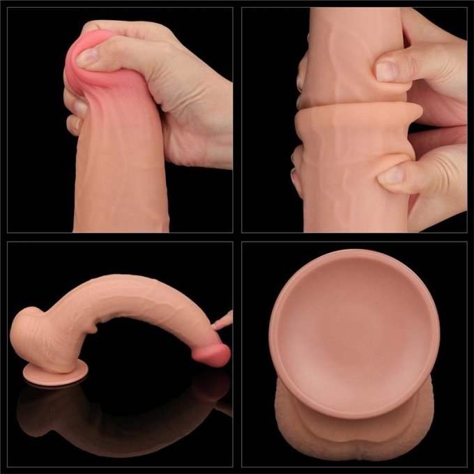 Gode réaliste avec bourses Sliding Skin 26 x 6cm