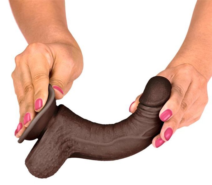 Gode réaliste Slidy Cock 12.5 x 3.8cm Marron