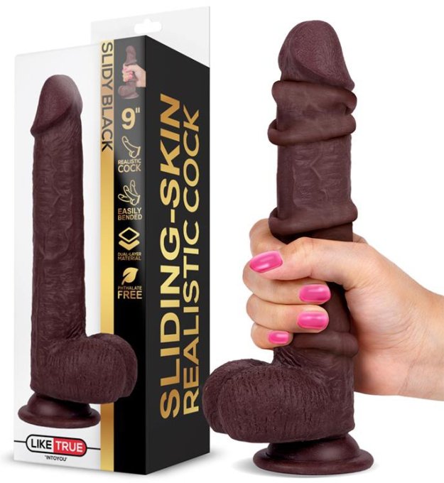 Gode réaliste Slidy Cock 17 x 4cm Marron