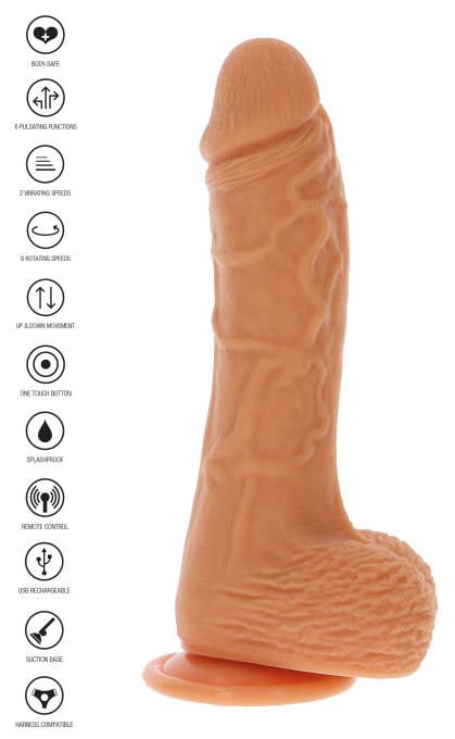 Gode réaliste vibrant à poussée Naked Real 16.5 x 4cm