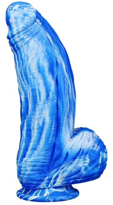 Gode Silicone Fat Dick 18 x 6.5cm Bleu-Blanc