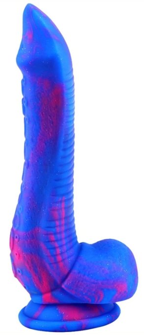 Gode silicone Inkipus 18 x 5.5cm Bleu-Rose