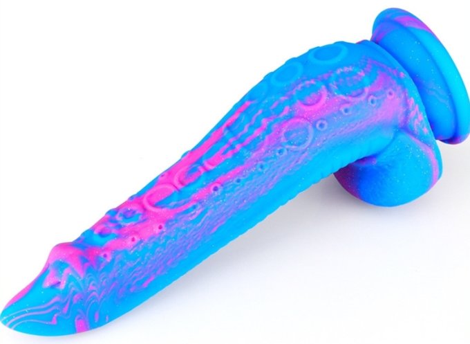 Gode silicone Inkipus 18 x 5.5cm Bleu-Rose