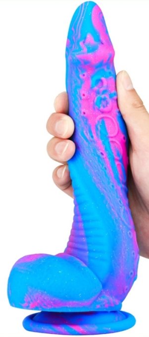 Gode silicone Inkipus 18 x 5.5cm Bleu-Rose