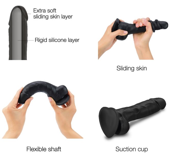 Gode Sliding Skin Strap-On-Me S 13 x 3.7cm Noir