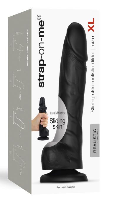 Gode Sliding Skin Strap-On-Me XL 15.5 x 4.3cm Noir