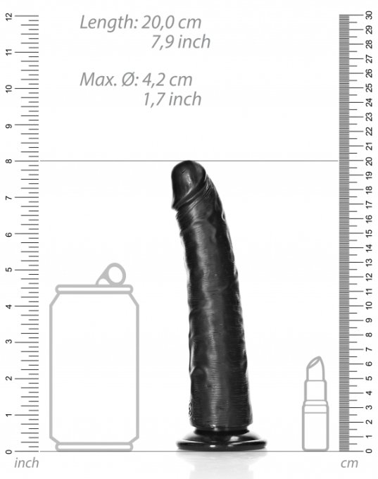 Gode Slim Dildo 18 x 4.2cm Noir