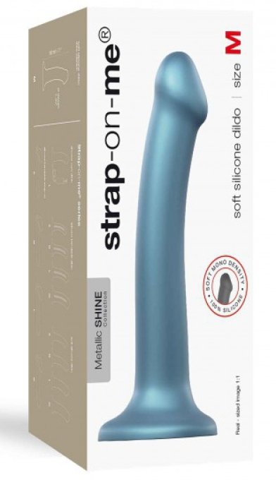 Gode Strap-On-Me M 16 x 4 cm Bleu Metallic Shine