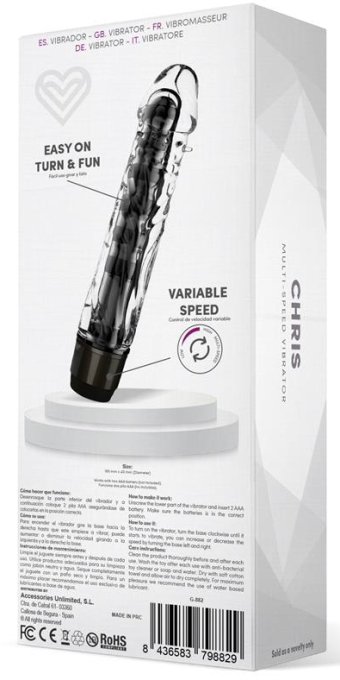 Gode vibrant Chris 14 x 3.3cm Transparent