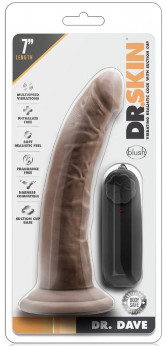 Gode vibrant Dr Dave Dr Skin 18 x 4cm Marron