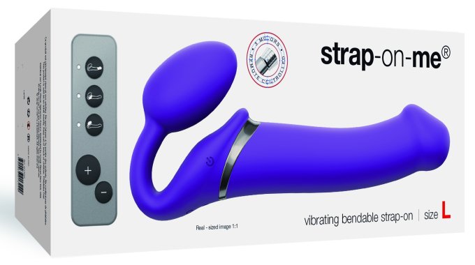 Gode vibrant Strap-On 3 Moteurs L 16 x 3.7 cm Violet