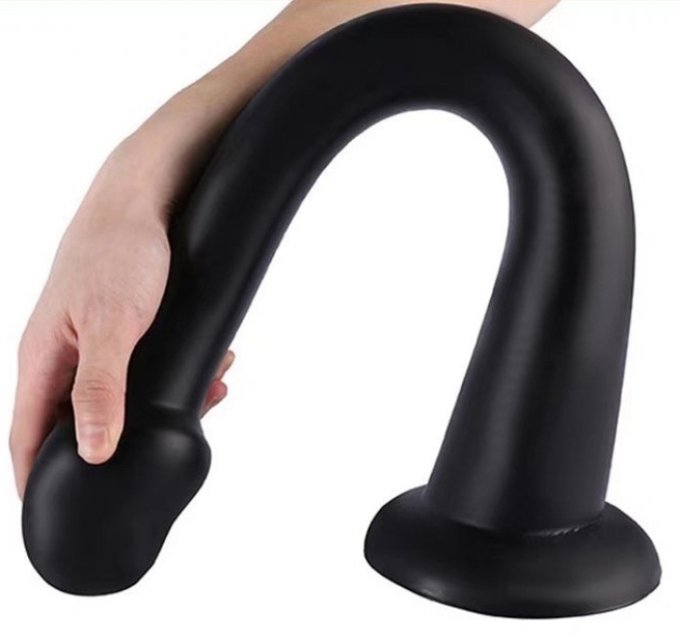 Gode Whale Dildo S 38 x 3.8cm - Pointe 3.5cm Noir