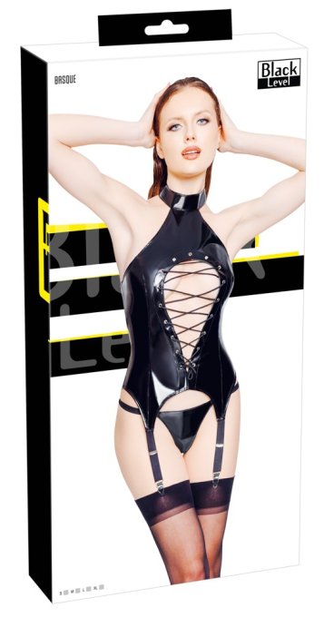 Guêpière Porte-Jarretelles VINYL BASQUE ROPE Noire