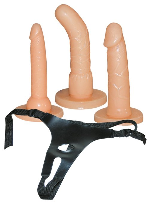 Harnais avec 3 Godes Strap-On Real 16 x 4.5cm