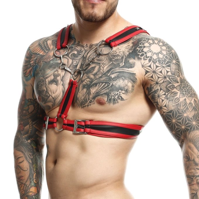 Harnais Cross Chain Dngeon Noir-Rouge