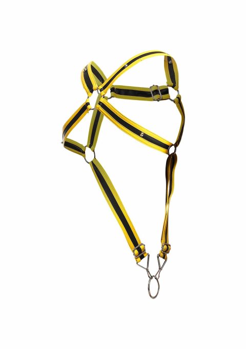 Harnais Cross Cockring Dngeon Jaune-Noir