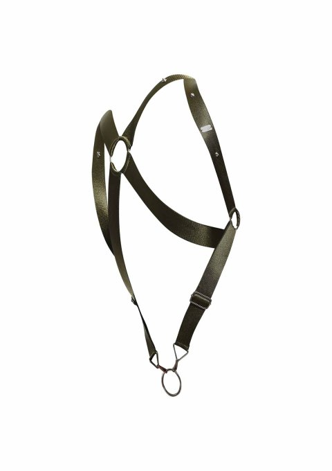 Harnais élastique et Cockring Crossback Dngeon Kaki