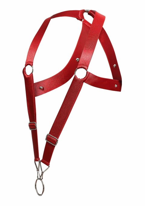Harnais élastique et Cockring Crossback Dngeon Rouge