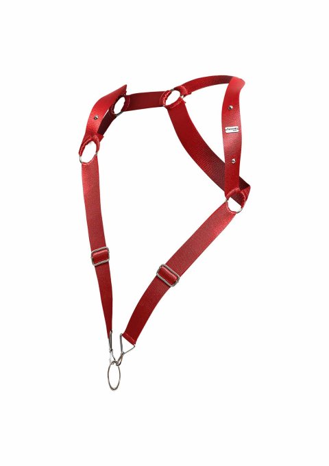 Harnais élastique et Cockring Straight Back Rouge