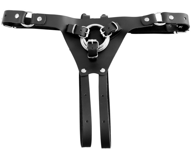 Harnais en cuir Strap On Cox pour gode ceinture