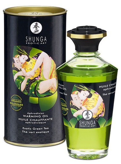 Huile de massage Chauffante Aphrodisiaque - THÉ VERT 100ml