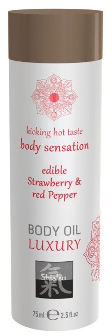 Huile de massage Comestible - FRAISE et POIVRON ROUGE 75ml