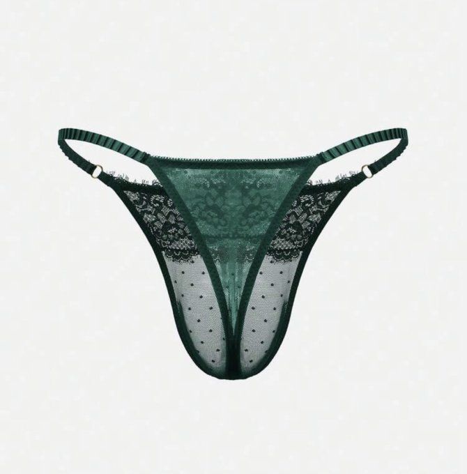 string homme dentelle vert 
