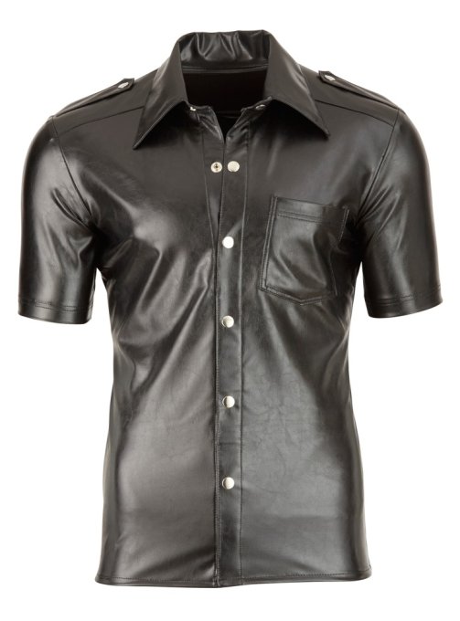 Chemise LEO imitation Cuir Noir