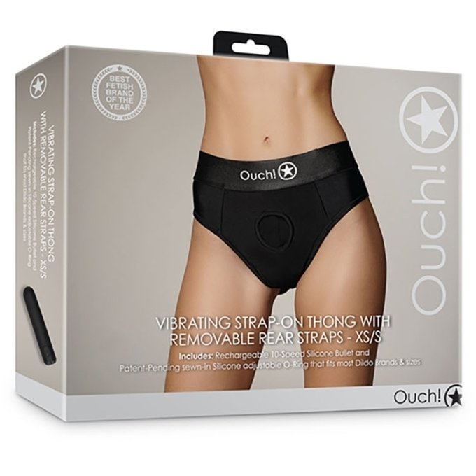 Jock String vibrant Strap-On Thong Rear Open Noir