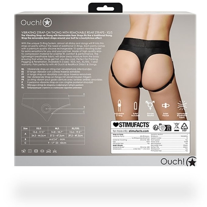 Jock String vibrant Strap-On Thong Rear Open Noir