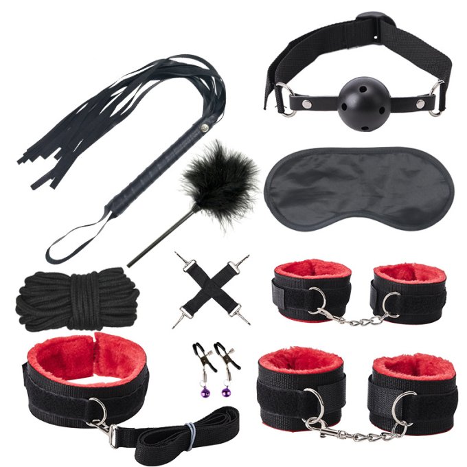 Kit 10 Pièces Bondage Push Noir-Rouge
