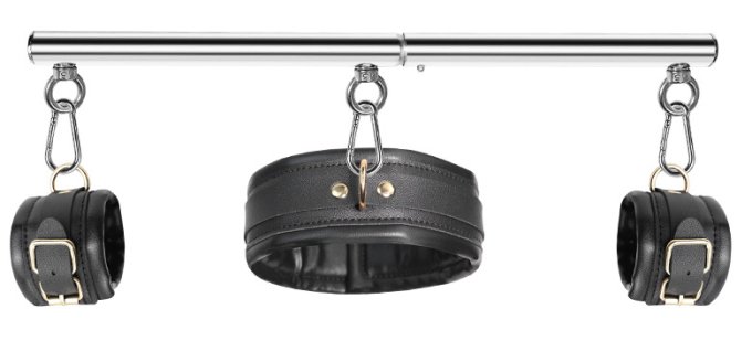 Kit Barre de maintien Collier et Menottes Simply Dom Noir