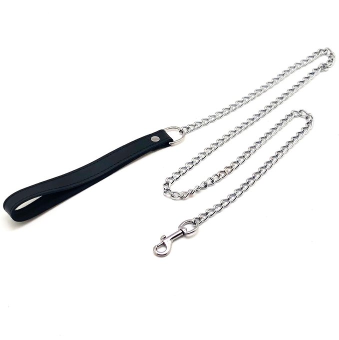 Laisse de chien en cuir noir