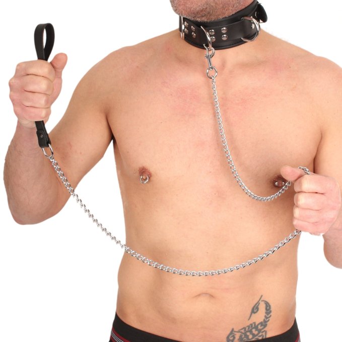 Laisse de chien en cuir noir