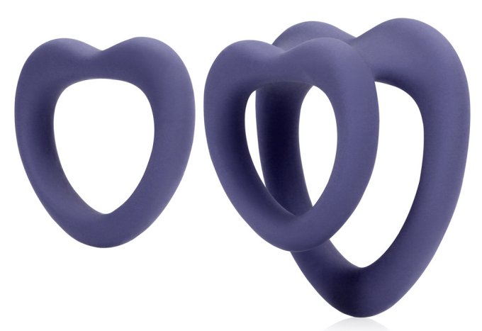 Lot de 2 Cockrings Coeur Silicone Purple Storm Diamètre 35mm